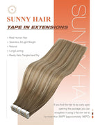 Sunny Hair Tape in Hair Extensions Human Hair, Human Hair Tape in Extensions Light Brown Balayage Blonde Hair Extensions Real Human Hair Tape in 14Inch 50g