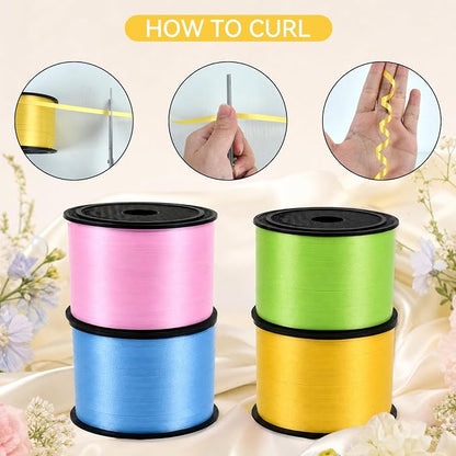 TONIFUL Yellow Pink Green Blue Curling Ribbon Balloon String Gift Wrapping | - Image 6
