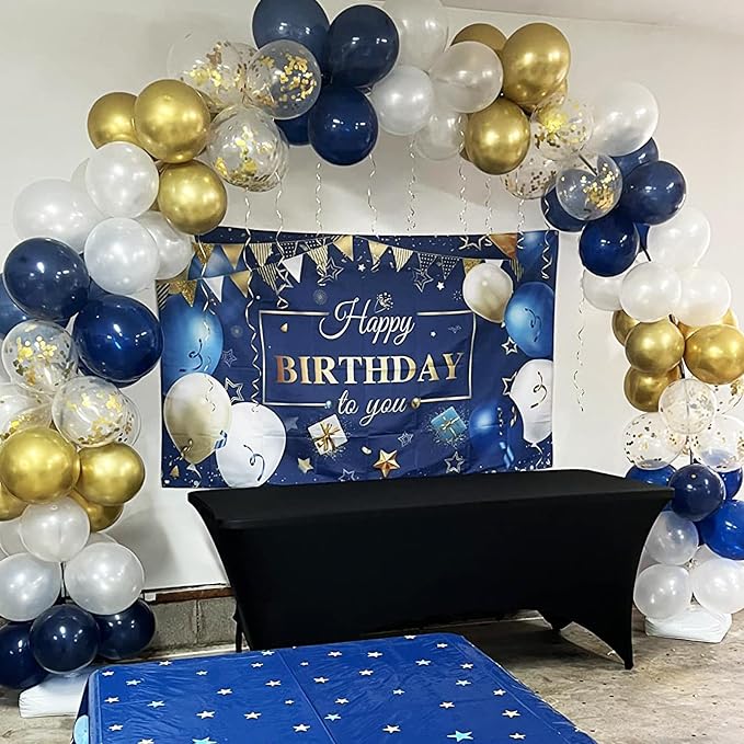 Navy Blue Gold Balloons, 60 Packs 12 Inch Dark Blue White Gold Metallic Chrome - Image 5