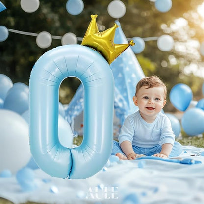 AULE 40 Inch Big Light Blue 0 Balloon Number - Image 4