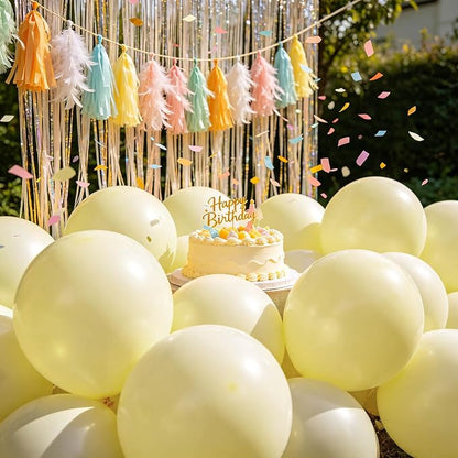 100pcs Pastel Yellow Latex Balloons 12 inch | Light Yellow Round, Helium - Image 6