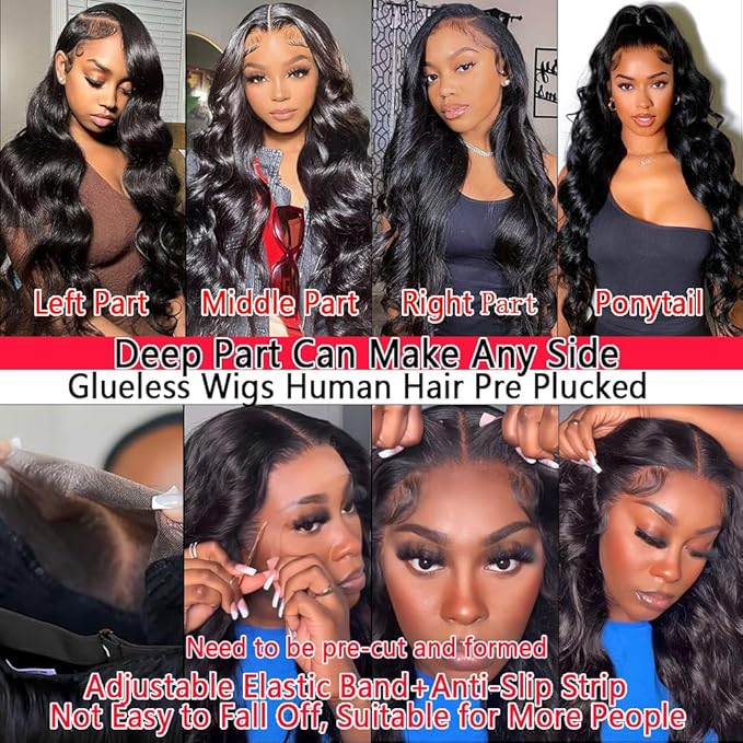 28 Inch Body Wave Lace Front Wigs Human Hair 13X6 HD Lace Front Wigs Human Hair 200% Density Glueless Wig Pre Plucked Lace Front Wigs for Women Natural Color