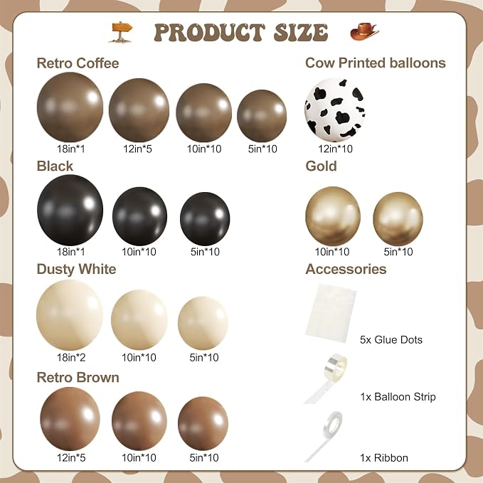 Western Cowboy Brown Balloon Arch Kit, Cowgirl Party Decoration | Neutral Gold - Image 6