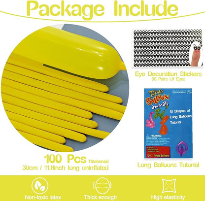 260 Balloons Yellow, Thickened 100 Pack Long Balloons Twisting Skinny Magic - Image 2