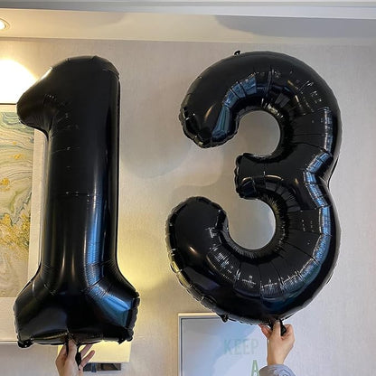 Black 13 Number Balloons Big Giant Jumbo Large Number 13 Foil Mylar Balloon - Image 6