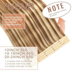 Tape in Hair Extensions Real Human Hair 24 Inch Chestnut Brown Highlighted Bleach Blonde Tape for Skin Weft Hair Extension Invisible Tape in Hair Extensions Straight Remy Human Hair for Women 20pcs