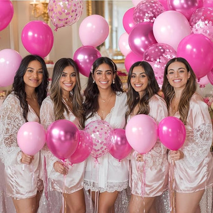 Hot Light Metallic Pink Confetti Balloons 50 Pcs 12 Inch | Princess Barbie Pink - Image 7