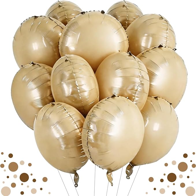 TONIFUL 30Pcs 18 Inch Round Balloons Large Caramel Round Shape Foil Balloons by TONIFUL