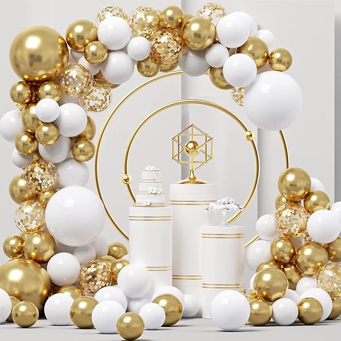 EMART White and Gold Balloons 12 Inch 60pcs, Latex Balloons - Image 6