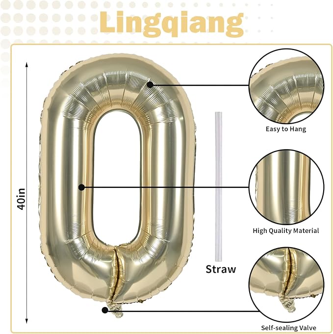 60th Birthday Balloons Champagne Gold - Image 2