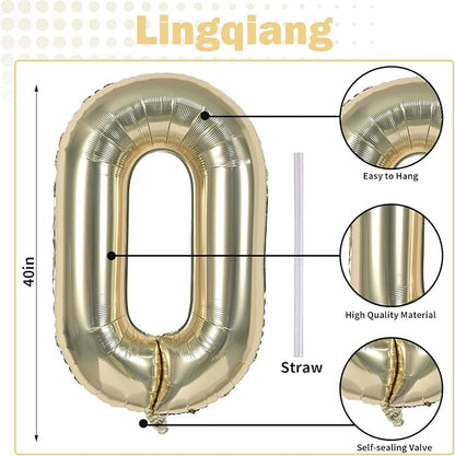 60th Birthday Balloons Champagne Gold - Image 2