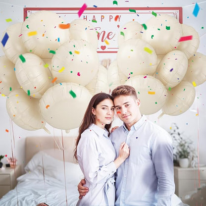 20PCS Round Shaped Foil Balloons, 18 Inch Round Foil Balloon, Ivory Sand Cream - Image 6