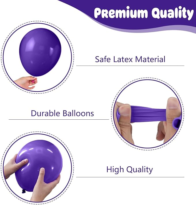 Green Purple Black Balloons, 12 Inch Truck Metallic Purple Pearl Purple Dark - Image 3