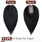 SEGO Real Human Hair Topper for Women, No Bangs Hair Topper with Anti-Slip Clips (6 Inch #1 Jet Black)