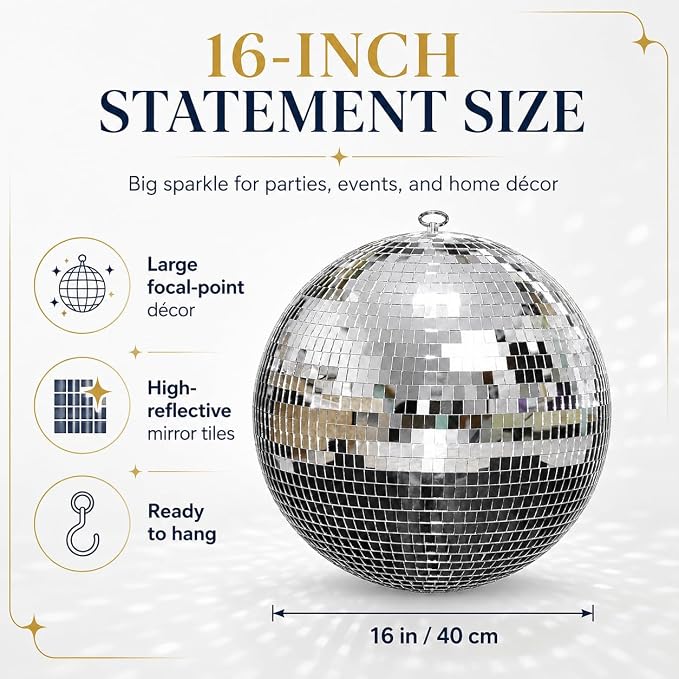 Youdepot 16-Inch Large Disco Ball Hanging Mirror Ball Decor | - Image 2