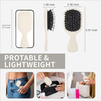 Mini Boar Bristles Hair Bursh, Travel Size Hair Brush for Women Men Kids, Protable Small Hair Brush for Pockets Purses, Mini Detangler Brush for Smooth Add Shine(White)