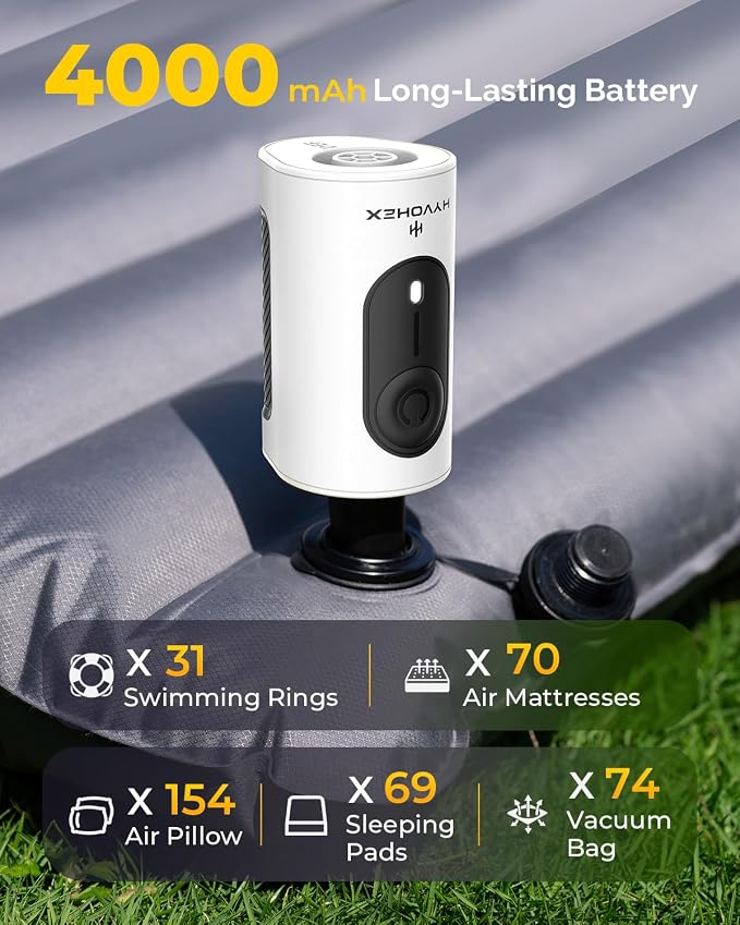 Portable Air Pump for Inflatables, 4000mAh Ultra Fast Air Mattress Pump - Image 4