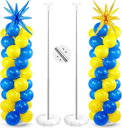 2 Set Blue Yellow Toy Inspired Cartoon Balloon Column Stand Kit by Sosation