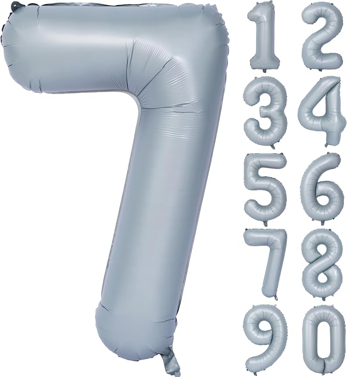 40 In Matte Gray Number 7 Balloons Helium Foil Mylar Balloon Digit 7 | by Exquisitehighqualitypartydecorationstomeetyoureveryneed%EF%BC%81
