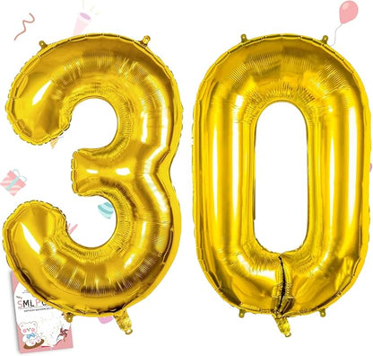 40 Inch Gold Number 30 Balloons, 30th Birthday Party Decorations | Large Self by Smlpuame