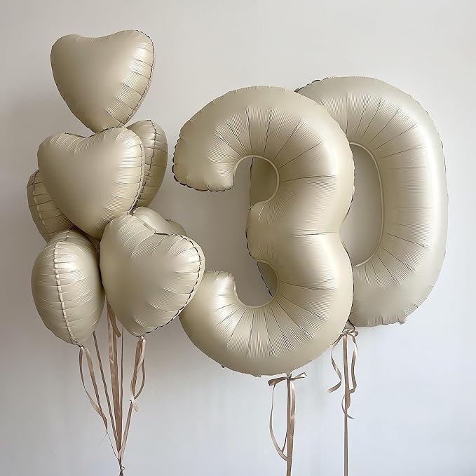 Pink White Heart Balloons, 18Inch Sand White Helium Balloon - Image 5
