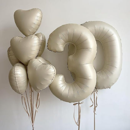 Pink White Heart Balloons, 18Inch Sand White Helium Balloon - Image 5