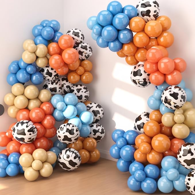 60pcs Cow Print Balloons, Farm Cow Balloons, Dusty Blue Yellow White Balloon - Image 6