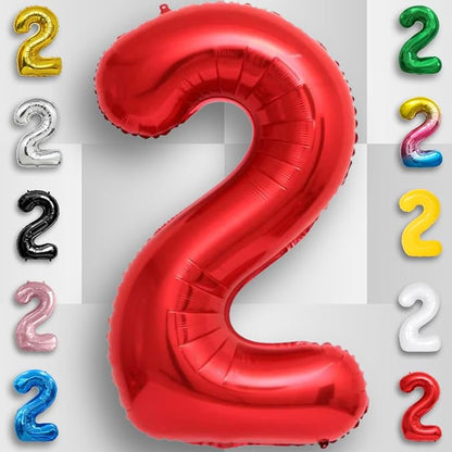 Red Number Balloon 2 Mylar Foil Balloons 16 inch - Image 4