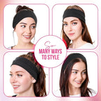 Styla Hair Headbands for Women Stretch Fashion Head Bands 10 Pack Non-Slip Head Wraps Great for Spa, Sports, Yoga, Pilates, Running, Gym Headband, Workouts (Black)