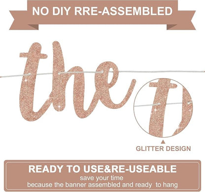 BEISHIDA Rose Gold Pre-Strung Glitter The Beginning of A New Chapter Banner | - Image 2