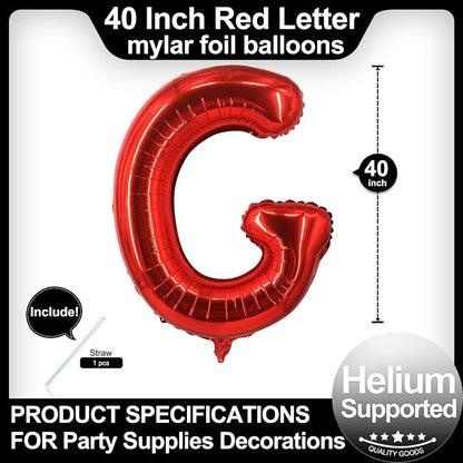 40 Inch Red Letter G Balloons, DIY Phrase Foil Alphabet Letter G Balloons DIY - Image 2