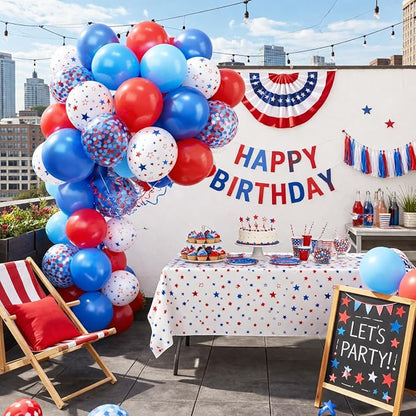 Red White Blue Star Balloons Kit, Ribbon & Glue Dots, 4th of July Decorations - Image 3
