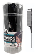 Donna Professional Essential Carbon Parting Pin Tail Comb – 48 Pack Heat Resistant & Anti-Static Combs with Metal Pin Tail for Braids, Twists & Natural Hair Sectioning – Black