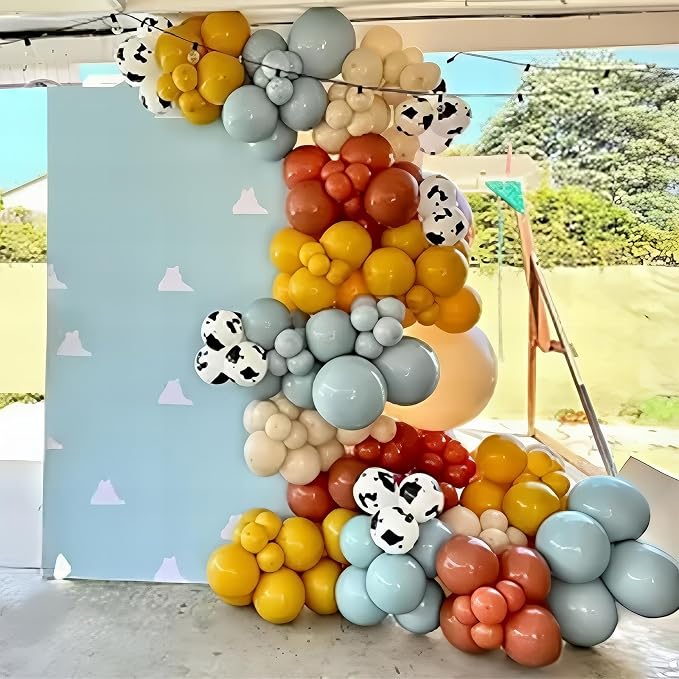 Toy Kids Balloons Arch Kit, Burnt Orange Blue Mustard Yellow Balloon Garland as - Image 4