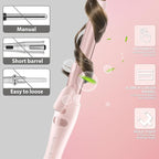 Extra-Long Barrel Rotating Curling Iron with Short Clamp, Automatic Curling Iron 1 Inch Creates Loose Curls – for Medium and Long Hair, High Heat 410°F, Instant Heat up, Double Ceramic, Dual Voltage