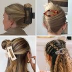 Hair Clips for Women 4.3 Inch Large Hair Claw Clips 8 pcs Square Claw Clips & Flat Hair Clips for Thick or Thin Hair French Concord Hair Barrettes Alligator Hair Accessories for Women (Transparent)