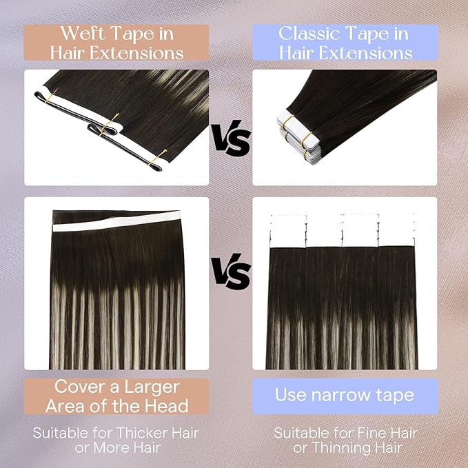 Full Shine Genius Weft Tape Weft Hair Extensions Color 2/60/2 Dark Brown Ombre Blonde And Brown 24Inch Long Wide Tape in Hair Extensions for Women 50G One Piece Full Head Bridal Hairstyles Soft