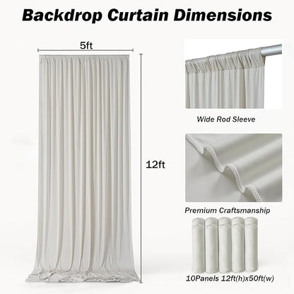 50ft×12ft Beige Backdrop Curtain - Image 8