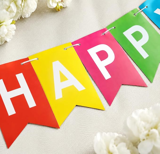 Letjolt Colorful Happy Birthday Banner Kids Party Signs 13 Pcs | Bunting - Image 2