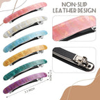 12 Pieces Hair Barrettes for Women Tortoise Shell Acetate French Skinny Clip Automatic Ponytail Barrettes for Women Fine Thin Hair Accessories(Retro Color)