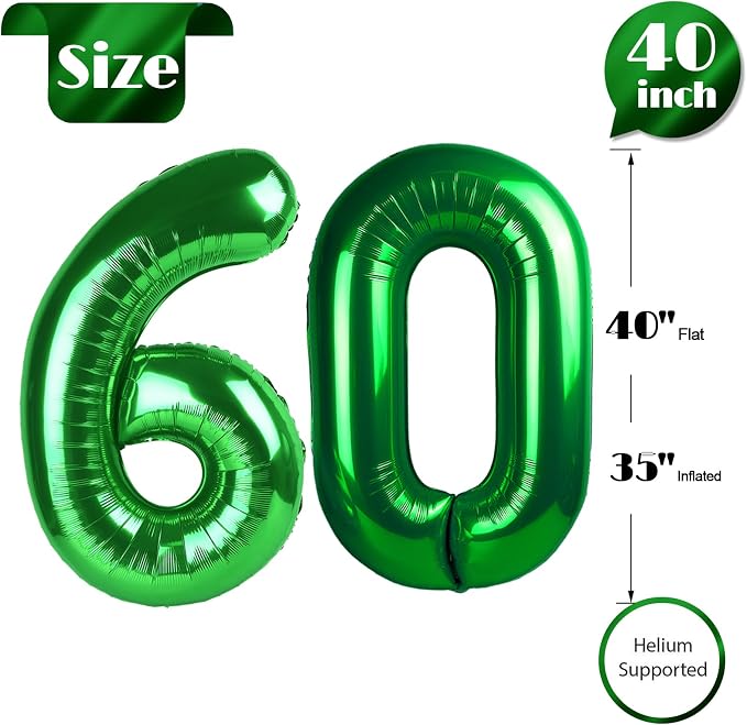 Green Number 60 Balloon 40 Inch - Image 5