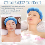 Zkptops Spa Headband for Washing Face Wristband Set Sponge Makeup Skincare Terry Cloth Bubble Soft Get Ready Hairband for Women Girl Puffy Padded Headwear Non Slip Thick Hair Accessory(Dark Blue)