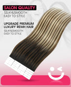 Youngsmile Invisi Edge Tape in Hair Extensions Human Hair #1B/4/27 Natural Black to Chocolate Brown and Caramel Blonde 20pcs 35g 16 Inch Injection Tape in Hair Extensions Human Hair (#1B/4/27,16'')