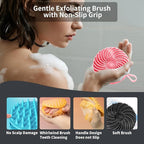 Larger Silicone Body Scrubber&Scalp Massager Hair Growth,Dual Sided Dual-Use,Exfoliating Body Scrubber,Wet&Dry Brush for Hair Massager Scalp,Silicone Shower Scrubber(Pink)