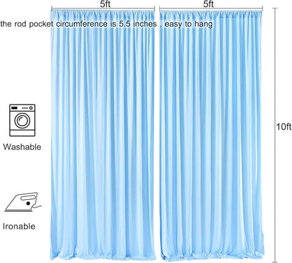 10ft x 10ft Wrinkle Free Baby Blue Backdrop Curtain - Image 6