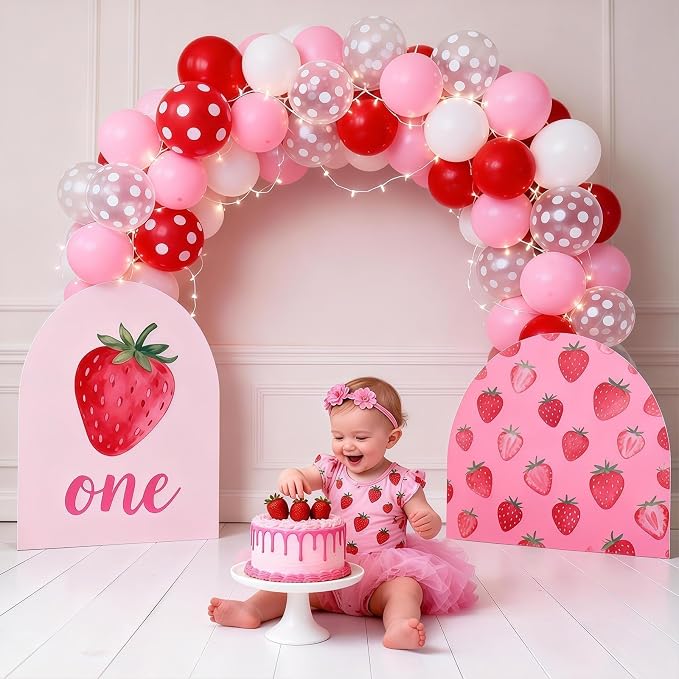 Red Pink White Strawberry Balloons - Image 5