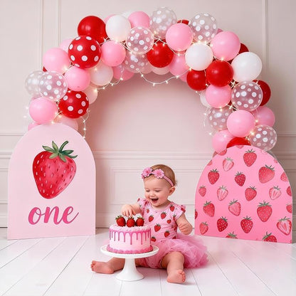 Red Pink White Strawberry Balloons - Image 5