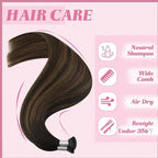 YoungSee I Tip Hair Extensions Brown Balayage Itip Human Hair Extensions Ombre Dark Brown Itip Hair Extension Real Human Hair 22Inch Ombre Natural Hair Extension for Adding Length 50g 50s