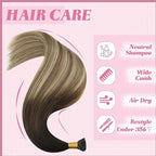 YoungSee Itip Hair Extensions Brown Balayage 14 Inch I Tip Hair Extensions Human Hair Dark Brown Ombre Medium Brown with Blonde Itip Hair Extension Real Human Hair Short Straight Hair 80s 50g