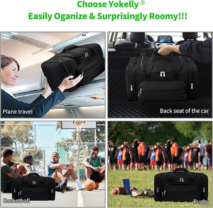 Gym Bag 22 inch Sport Duffle Bag for Men - 55L Weekender Duffel Bag for Travel 22“×12”×13“ - Black